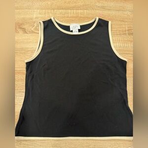 LOFT Black Top with Cream Accents